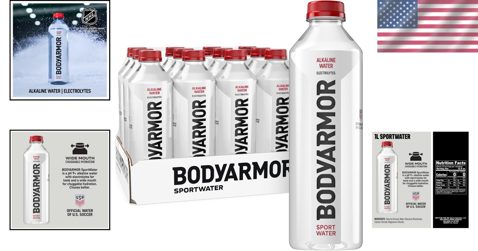 SportWater Alkaline Water, Electrolyte Drink, 12 Pack