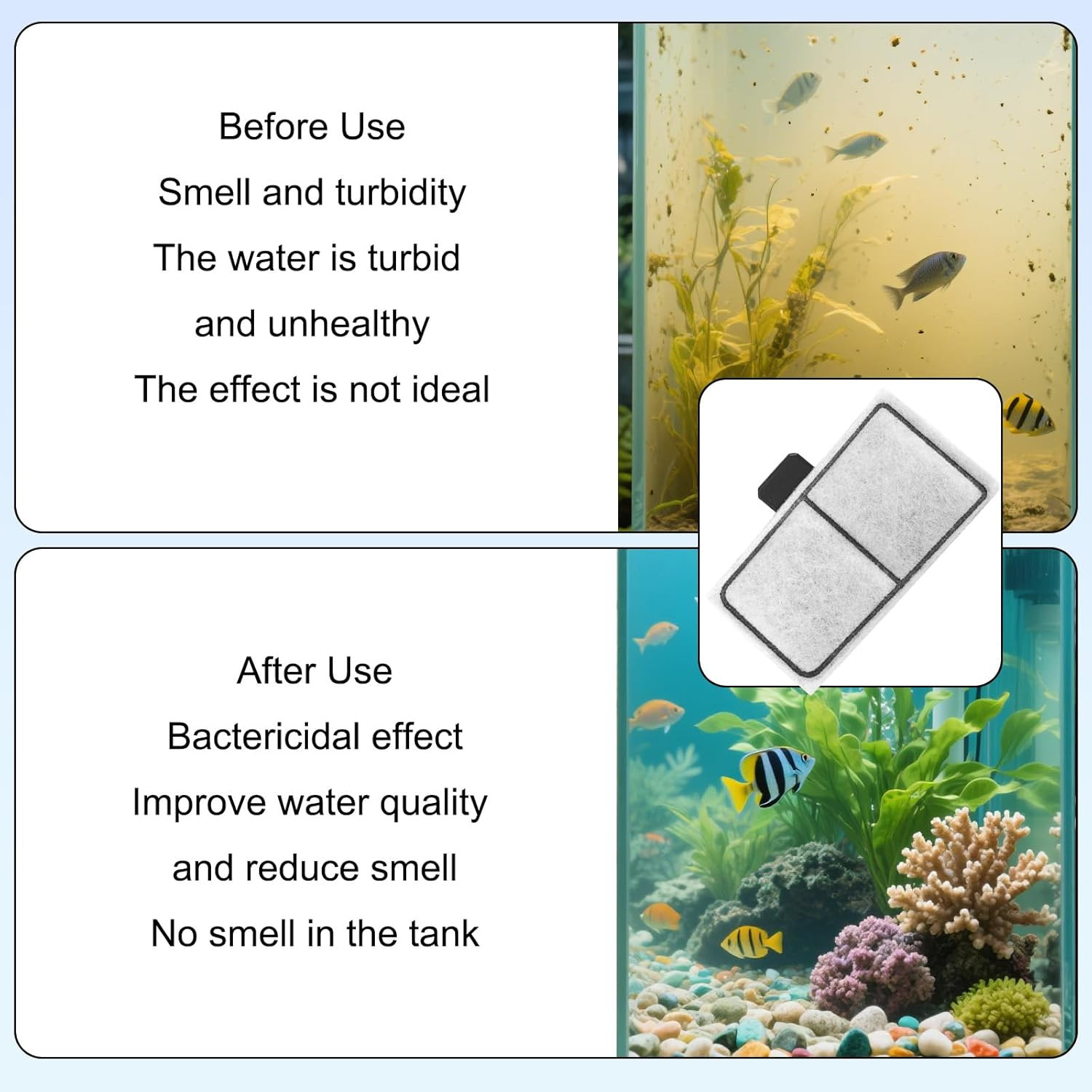 6 Repuestos filtro para Topfin EF-S y BF5 de 3.7×2.1 in para acuario pecera