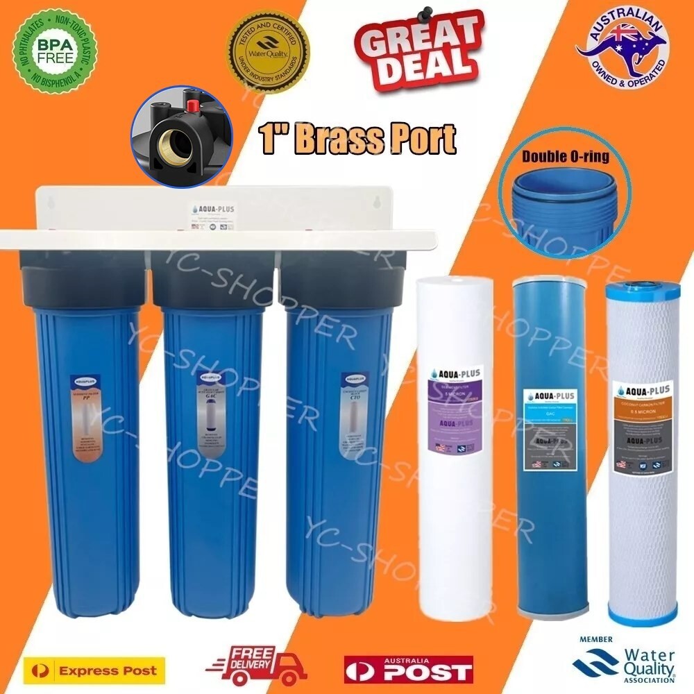 20″ x 4.5″ Big Blue Triple 3 stages Whole House Water Filter System Rain Tank