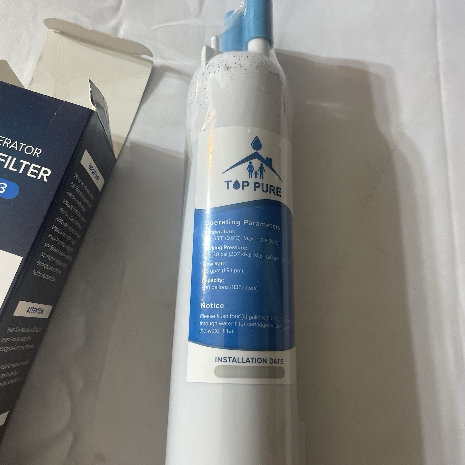New refrigerator water filter- filter 3, ‘Top Pure’ 300gal. capacity, sealed