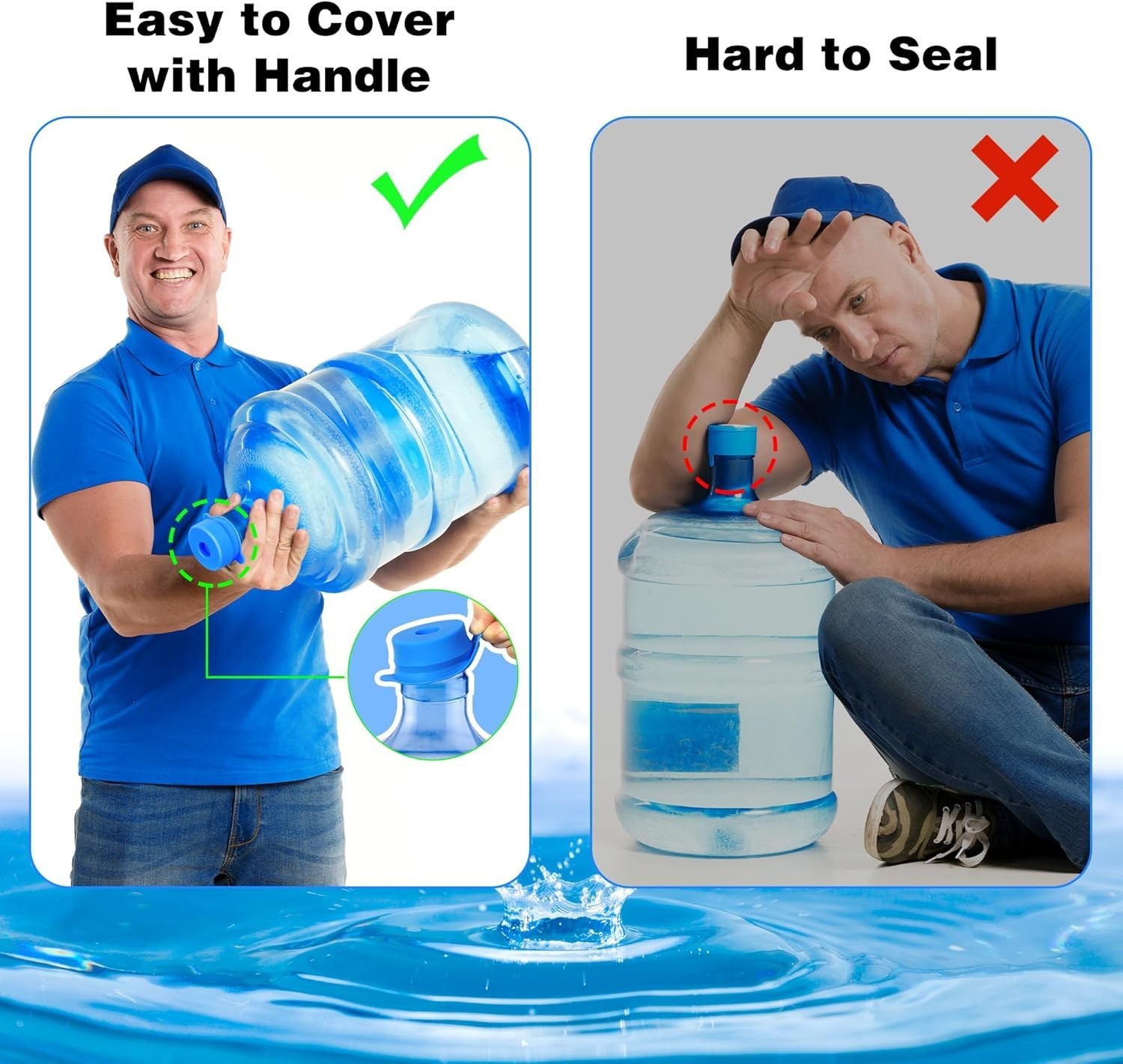 6 PCS] 3 & 5 Gallon Water Jug Cap – 55mm Food Grade Silicone Reusable Bottle …