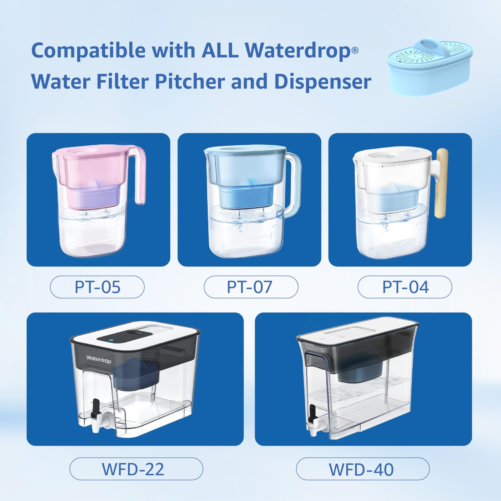 Alkaline Filters for All Waterdrop® Pitcher and Dispenser Filtration System, …