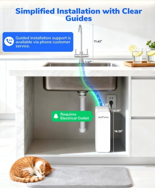 600 GPD Reverse Osmosis System Under Sink Water Filter System Tankless 8 Stage