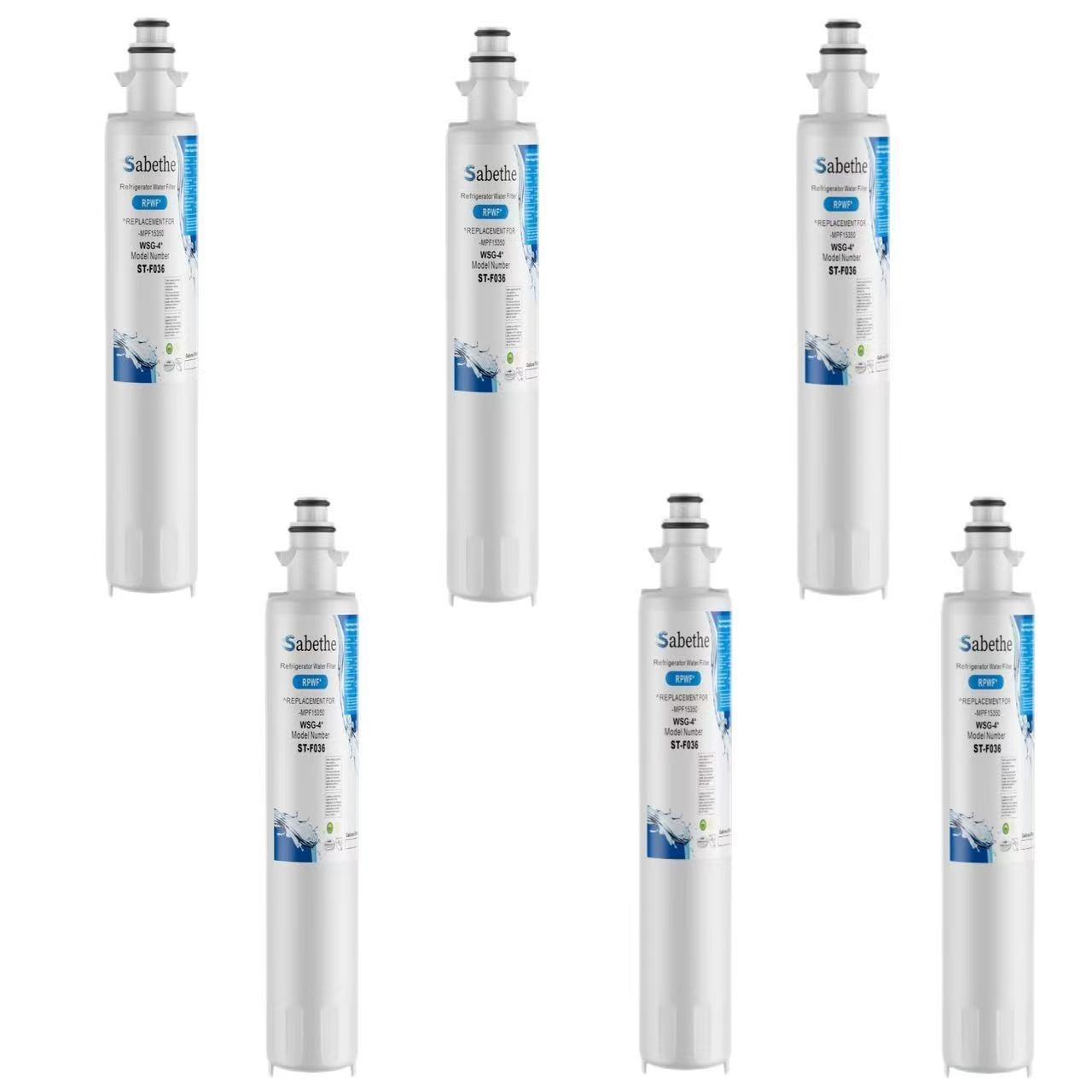 6 Pack Water Filter Replacement for Refrigerator WSG-4 DWF-36, R-3600, MPF15350