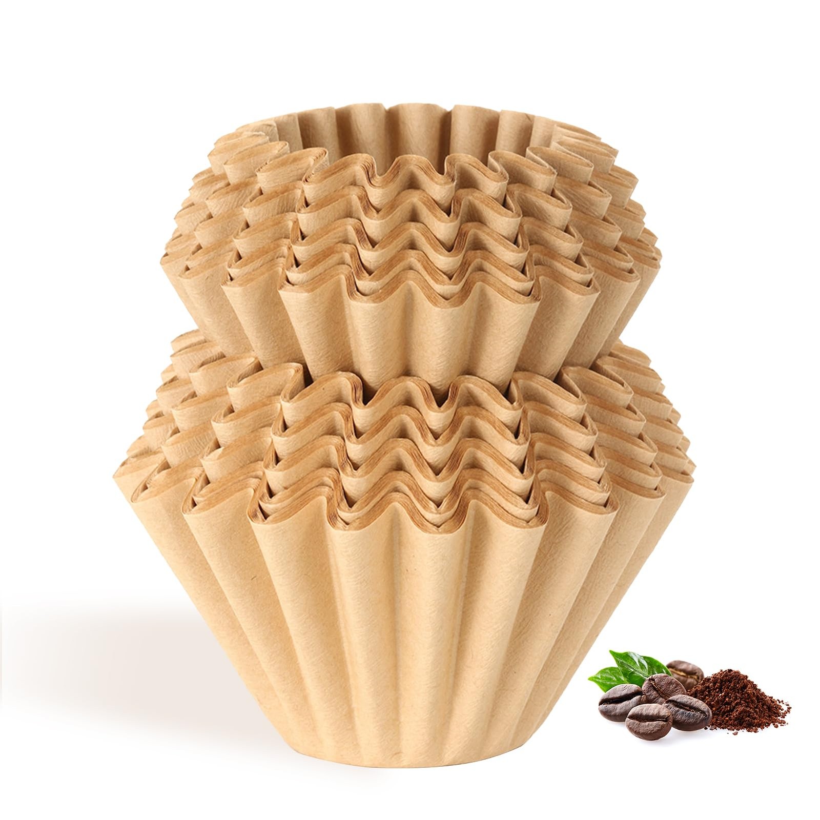 Velloray 100 Count Unbleached Coffee Filters, 4-5 Cup Natural Cup, Brown