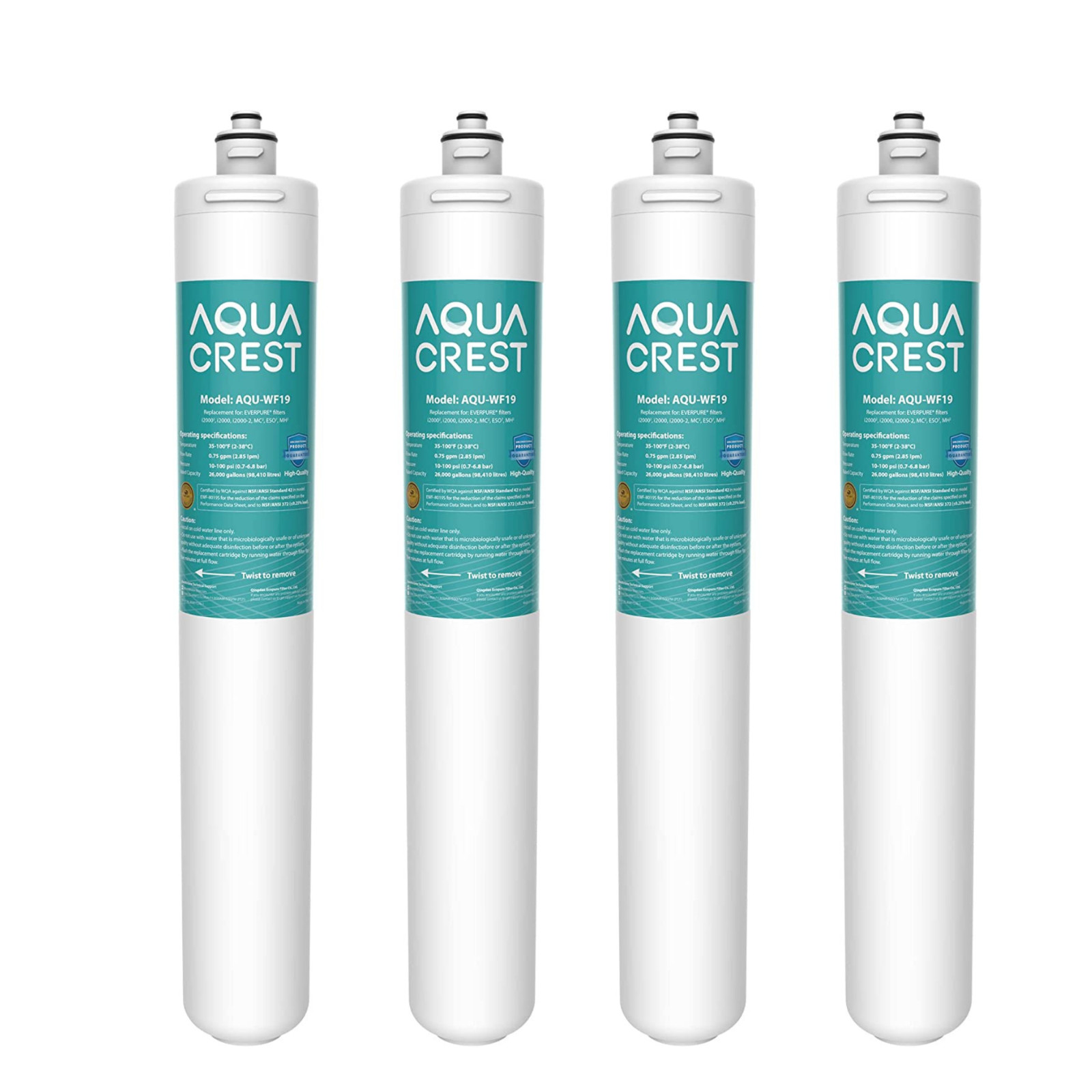 AQUA CREST I2000 2 Water Filter, Replacement Cartridge for Everpure i2000,4 Pack