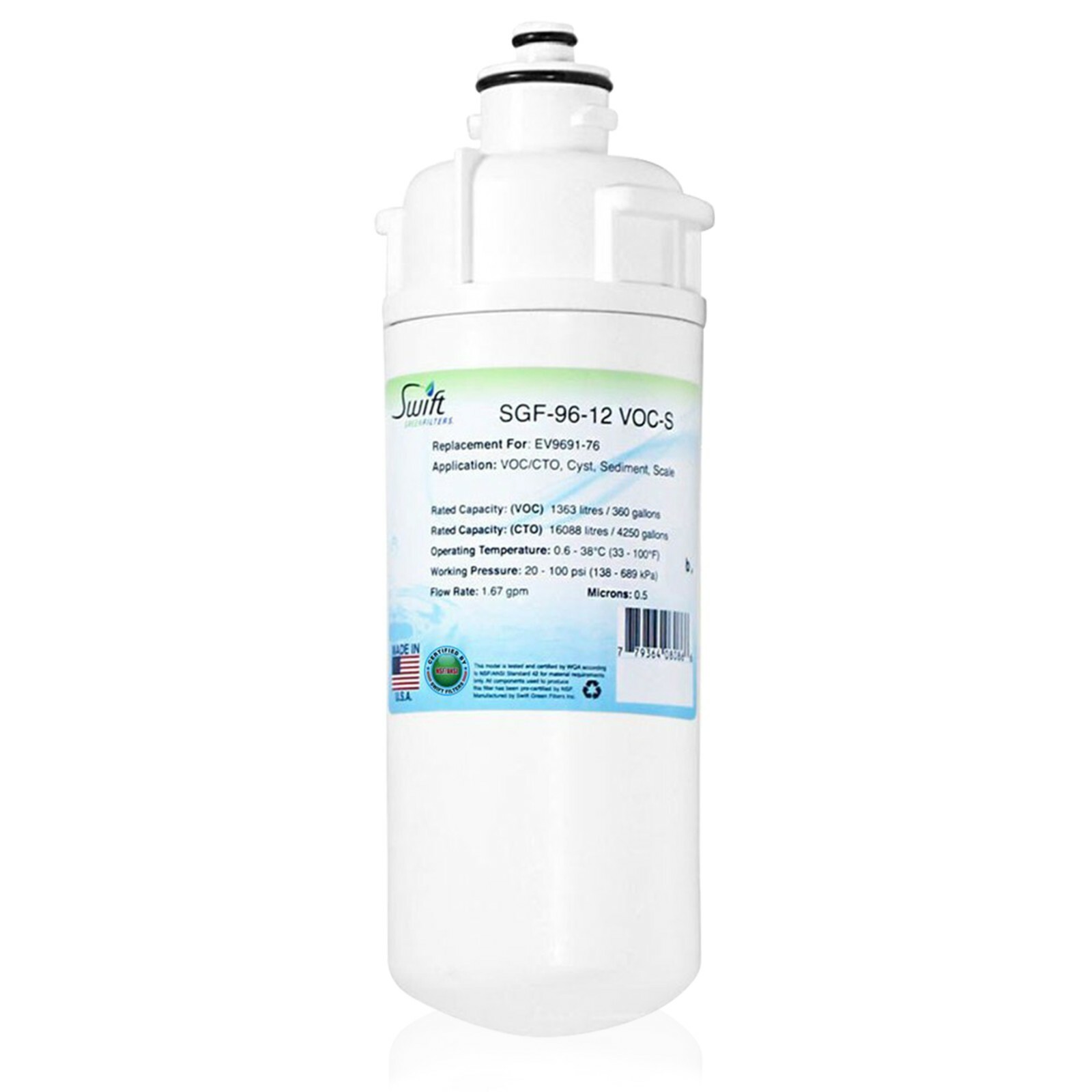 Swift Green SGF-96-12 VOC-S Replacement water filter for Everpure EV9691-76