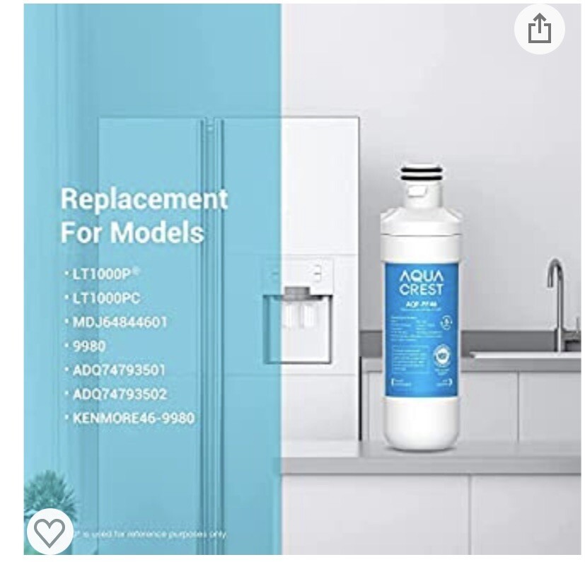 AQUA CREST LT1000PC ADQ747935 Refrigerator Water Filter and Air Filter, Replacem