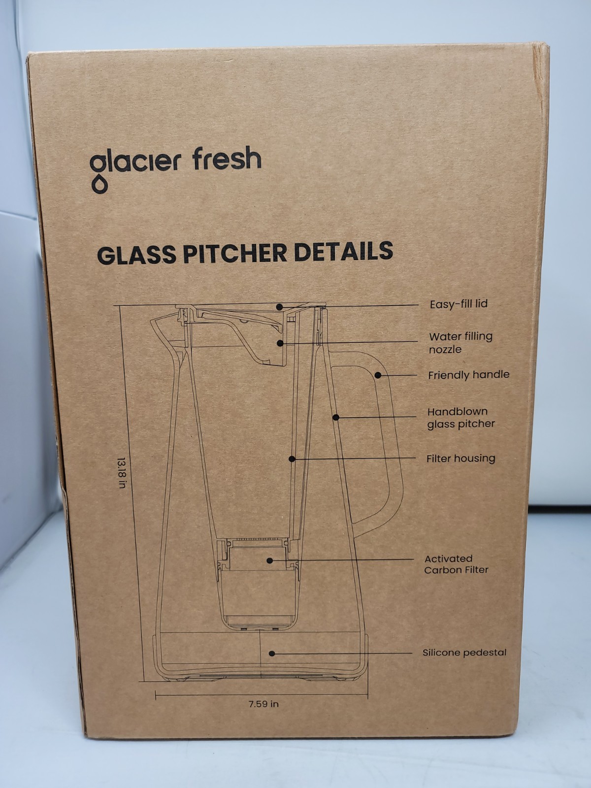 GLACIER FRESH Glass Water Pitcher 10 Cup Model:GFP04 – New