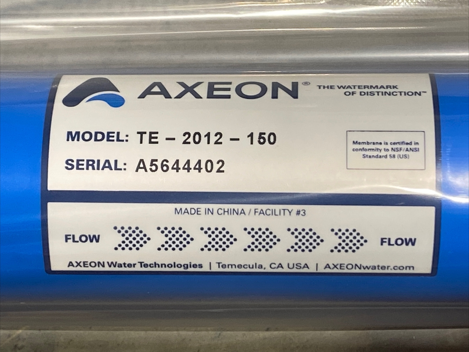 AXEON TE-2012-150 NSF-58 Reverse Osmosis Residential Membrane 150 GPD New