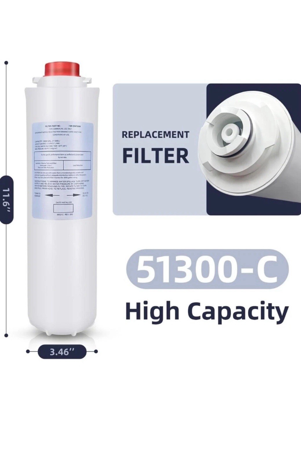 2 Packs Water Filter Replacement for Elkay 51300-C, Filters Compatible with Elka