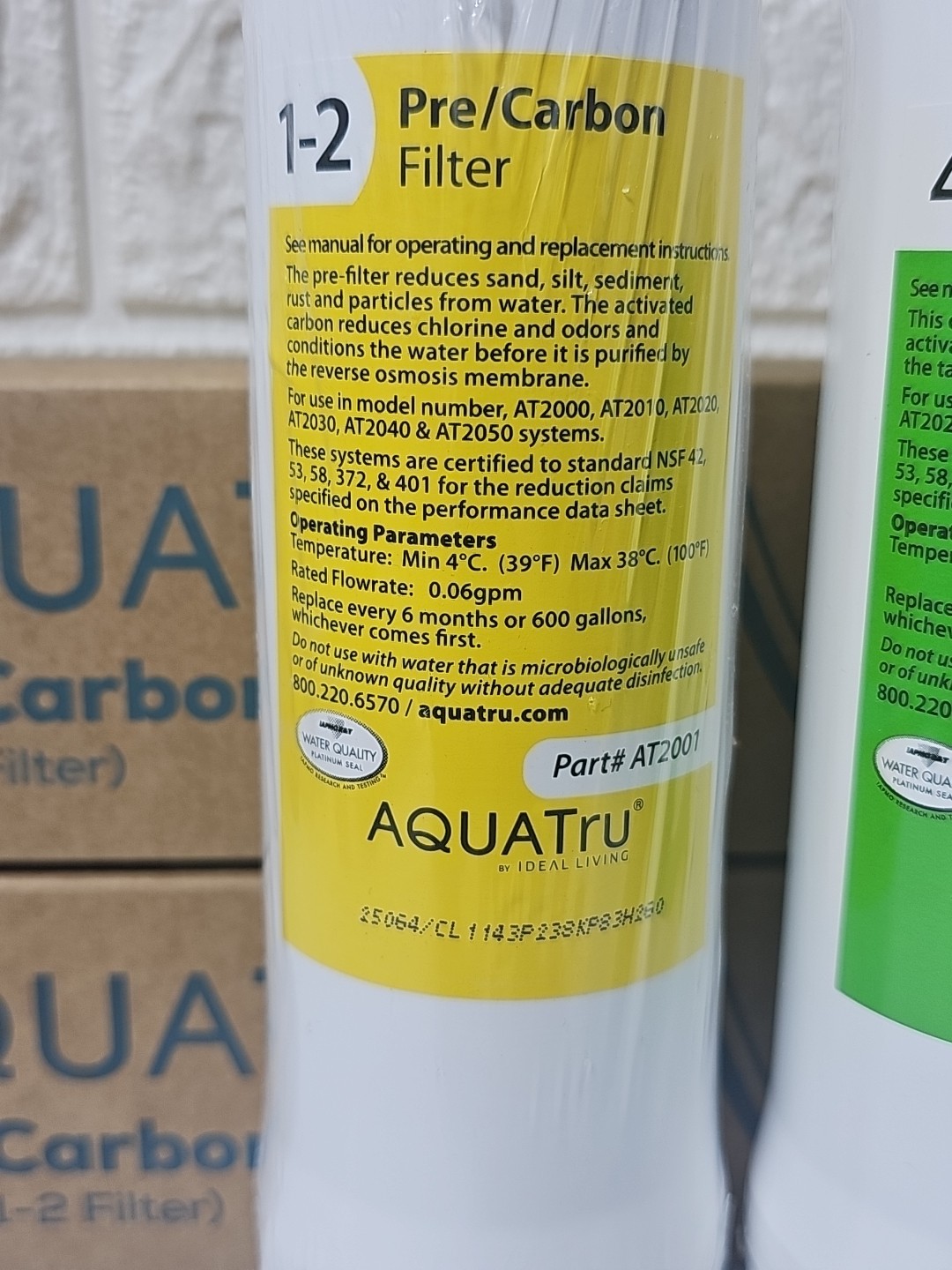 2 Aquatru Replacement water Filters Countertop Reverse Osmosis stages 1-2 And 4