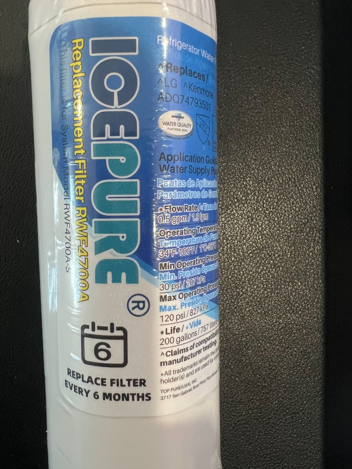 ICEPURE RWF4700A Refrigerator Water Filter -New Sealed