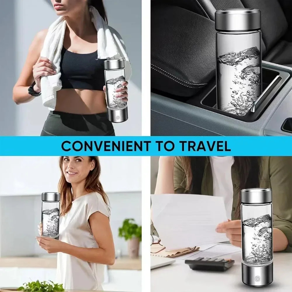 Hydrogen Rich Water Bottle Electric Generator Dual Chamber Cup US