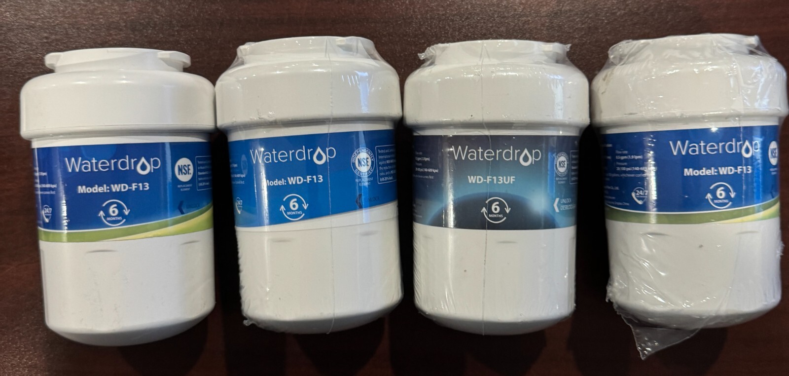 Lot of 4 Waterdrop WD-F13 Refrigerator Water Filter Replacement 0.5gpm (f-1)