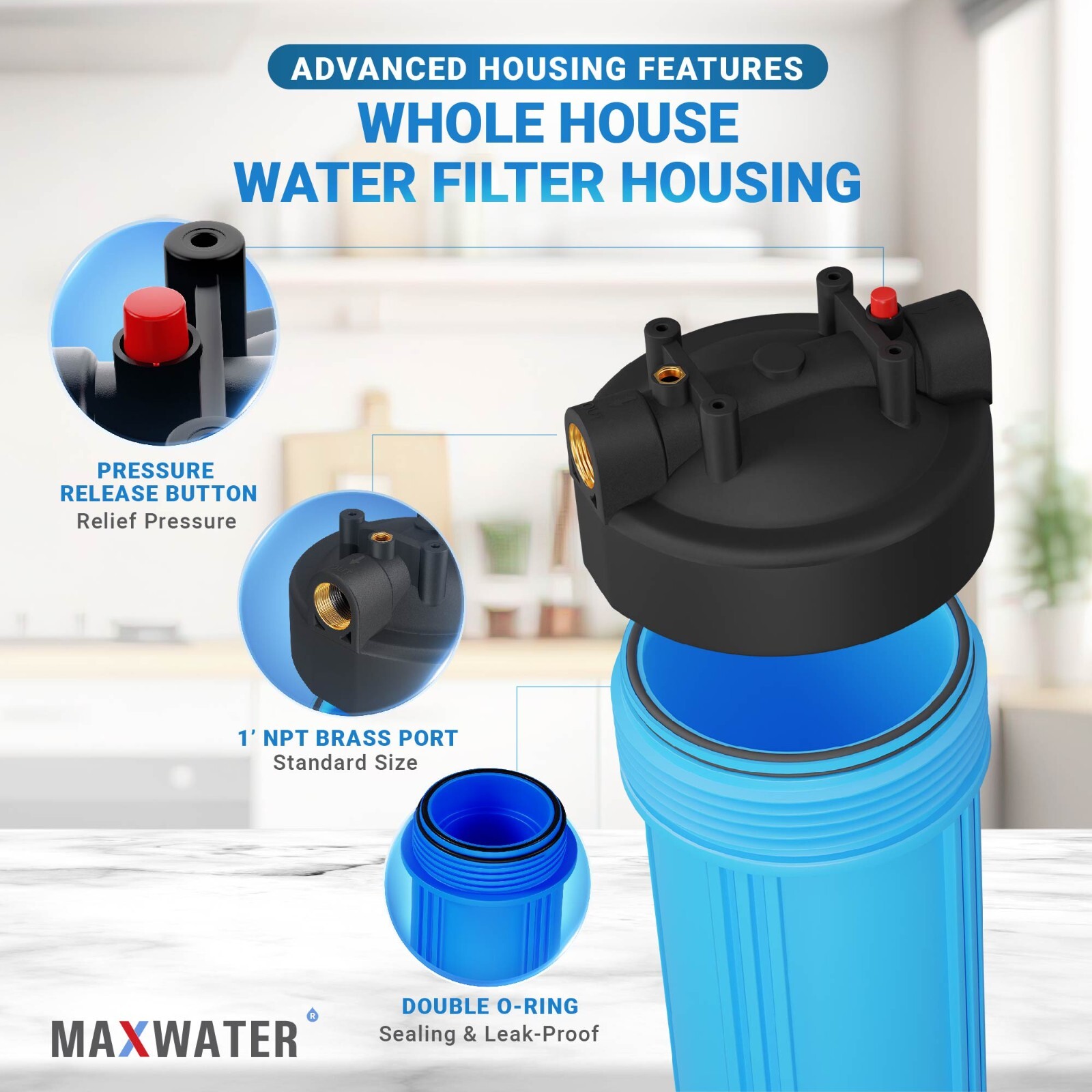 Iron Manganese Whole House 3 Stage 20″x 4.5 Big Blue Max Water Filter 1″ Ports