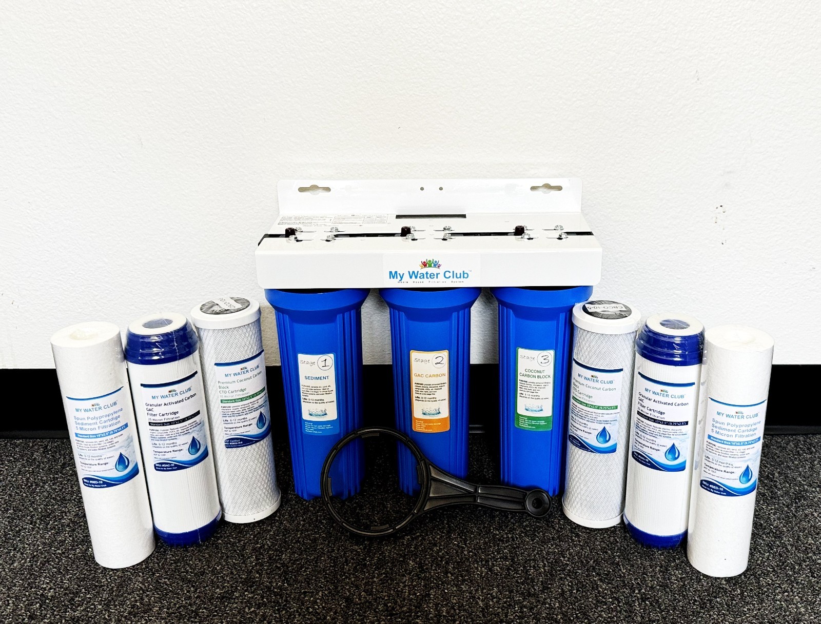 3-Stage Whole House Water Filtration System, 3/4″ Port with 2 extra filter set
