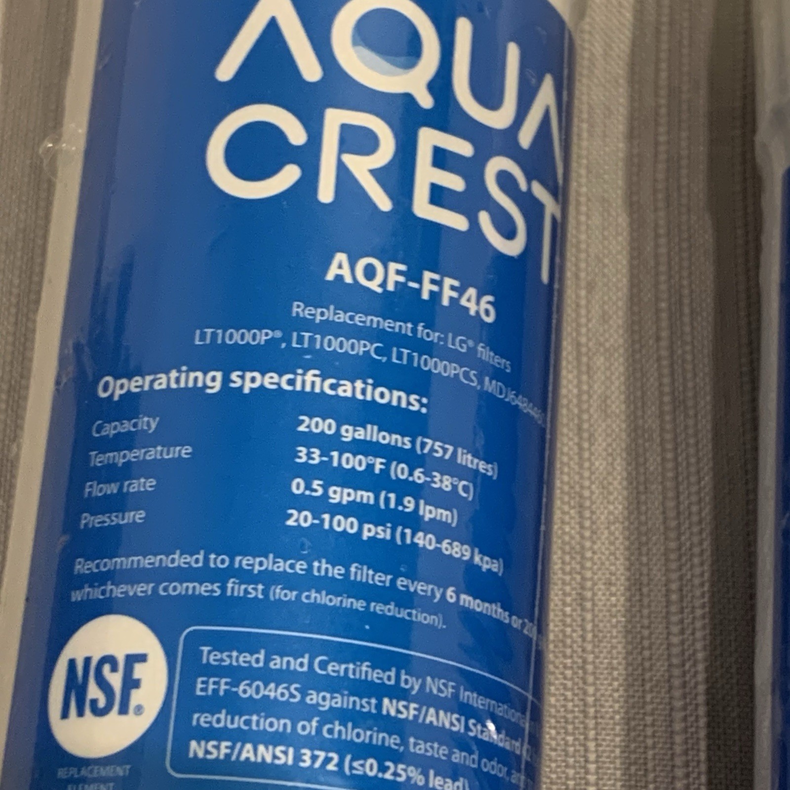 Aqua Crest AQF-FF46 Refrigerator Water Filters 2 Pack New