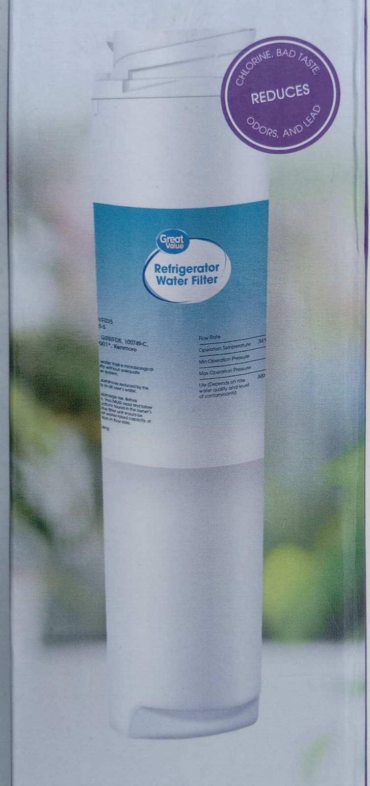 Great Value Refrigerator Replacement Water Filter for GE GSWF & Kenmore 46-9914
