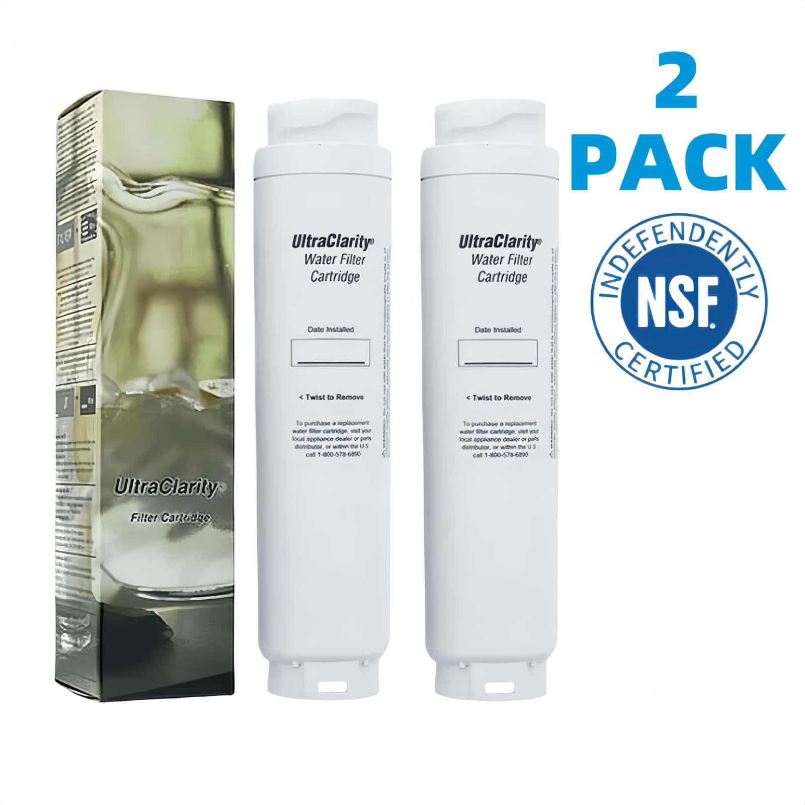 2 pack New Sealed Bosch Ultra Clarity 9000 077104 Refrigerator Water Filter USA