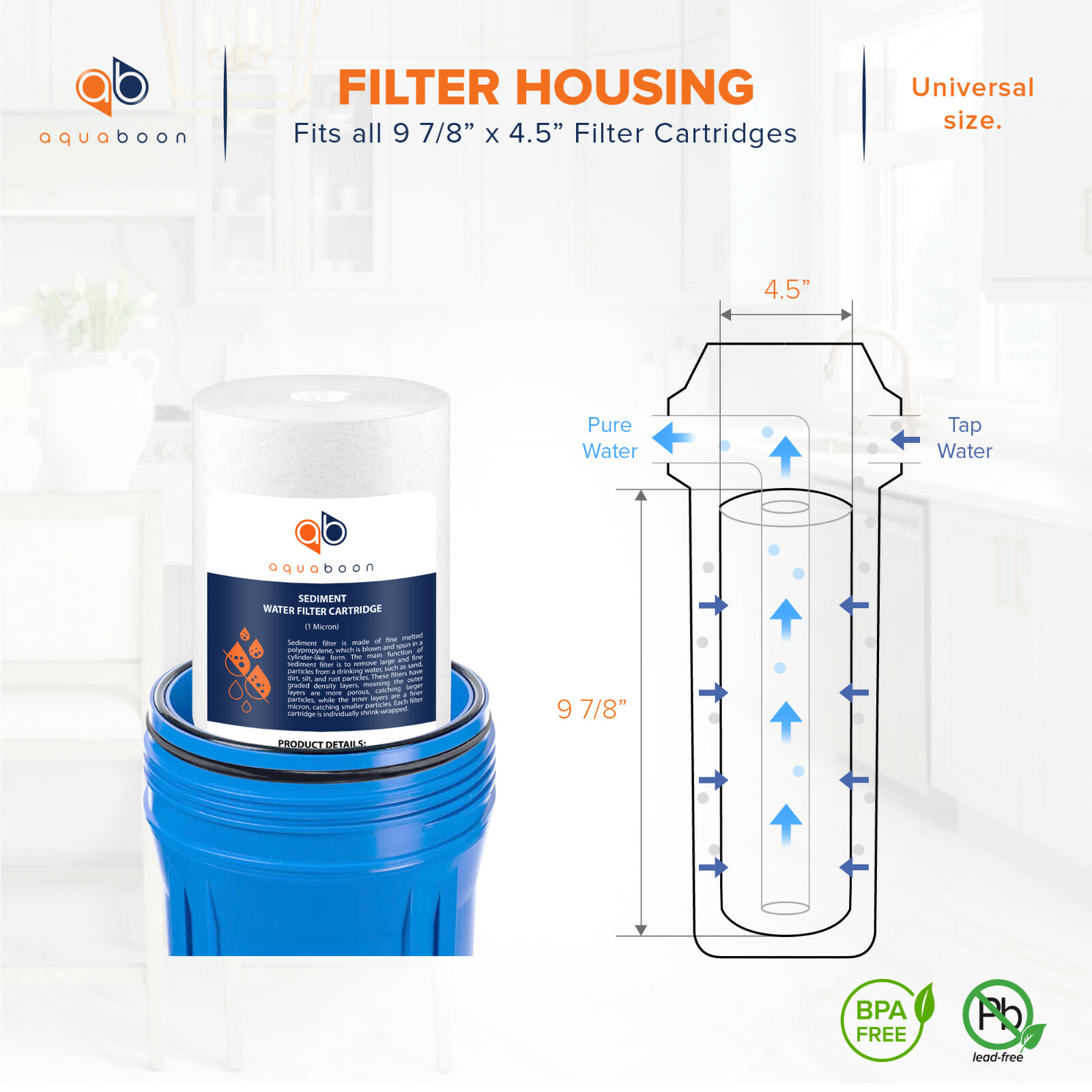 20-PACK of Aquaboon Sediment Water Filter Whole House Big Blue 1 Micron 10″x4.5″