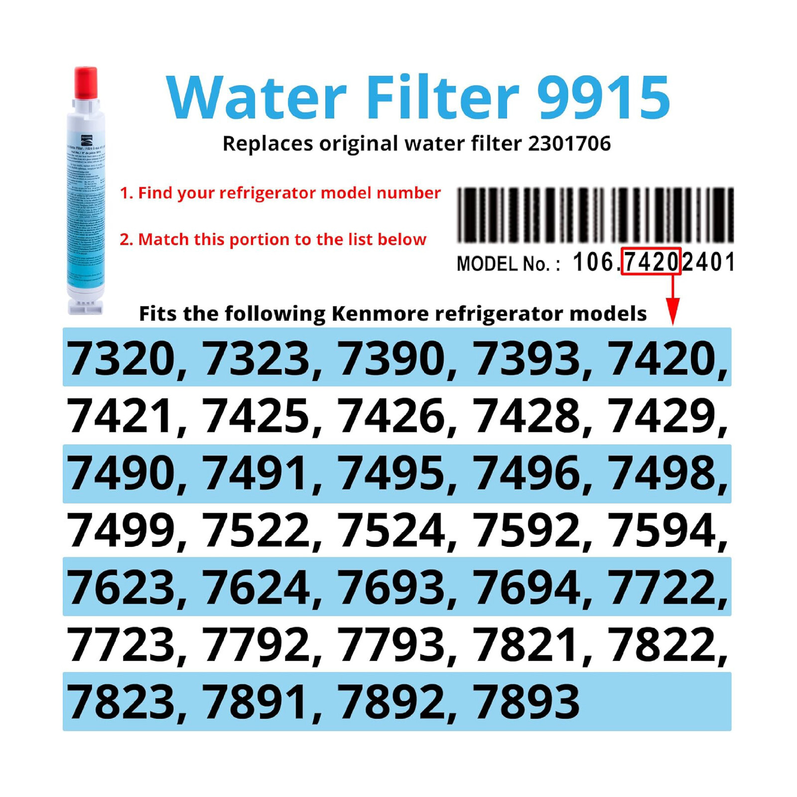 Kenmore 9915 Base Grille Refrigerator Water Filter 46-9915 469915