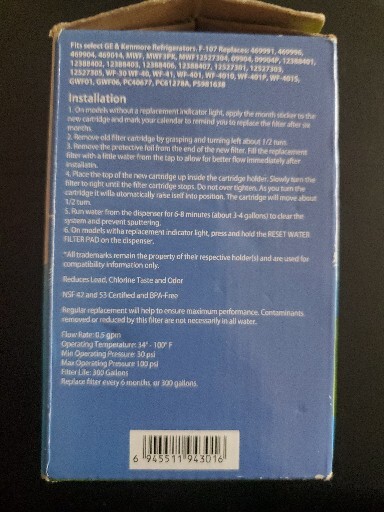 Great Value Replacement Water Filter For Kenmore 469991 469996 and GE