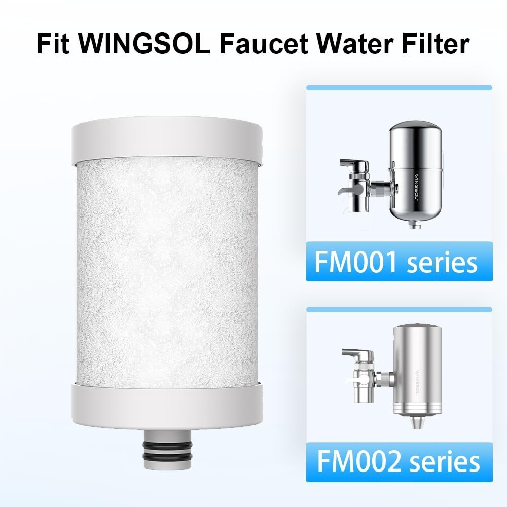 Replacement Faucet Filter Cartridge, 3 Pack, Carbon Fiber, Compatible with WS-FM