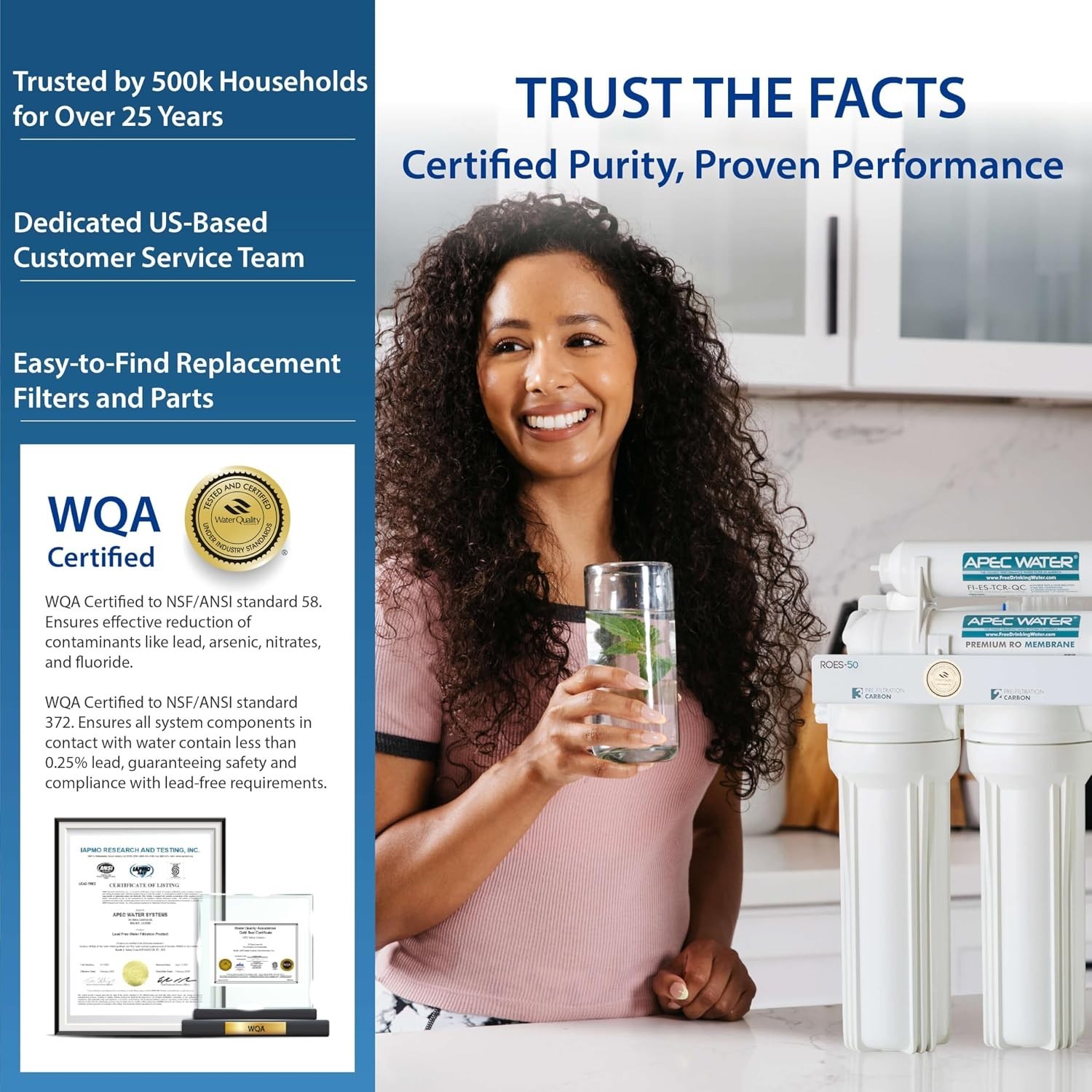 5-Stage Under Sink RO System, Extra Filters, 50 GPD | NSF Certified 372 & 58,…