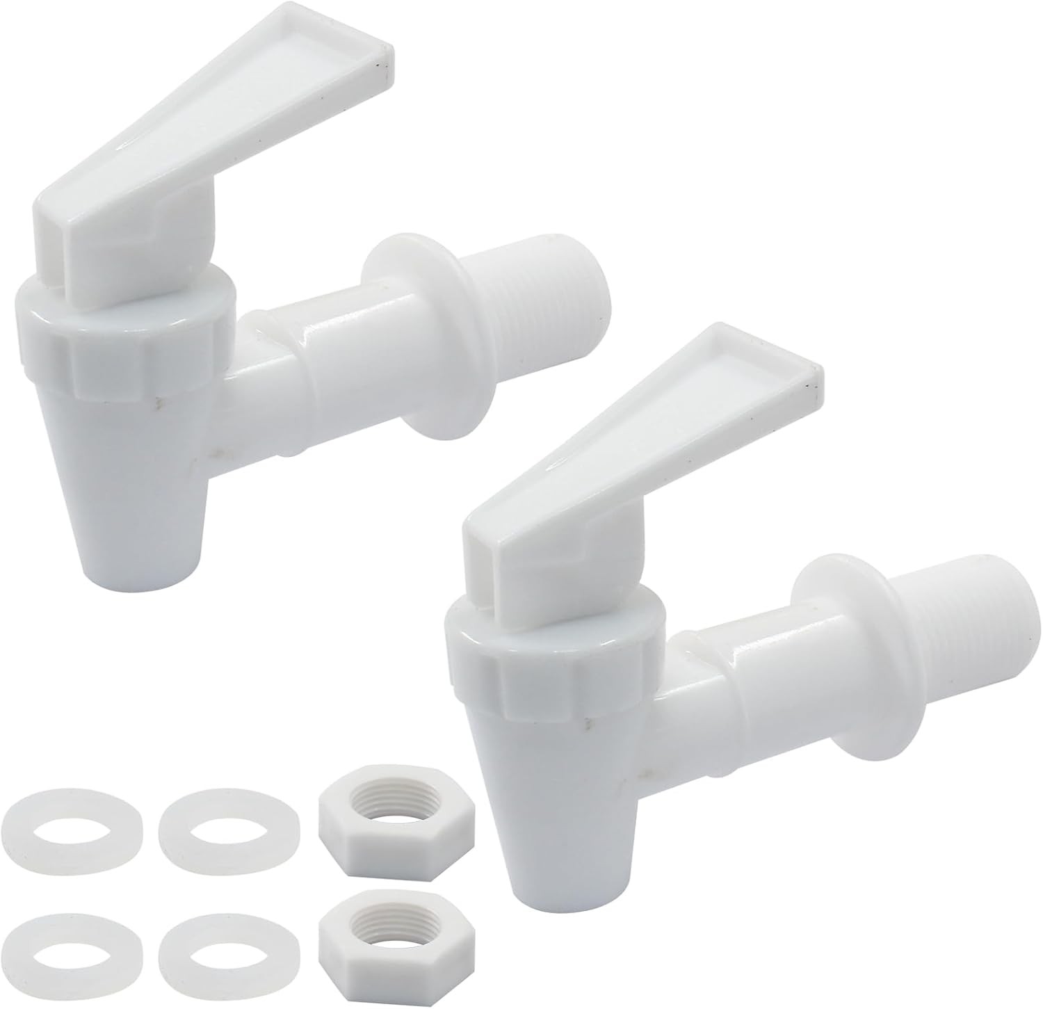 2pcs Replacement Cooler Faucet, Plastic Water Dispenser Tap Set, White