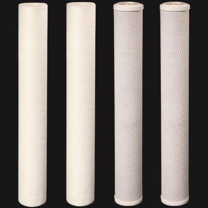 20″ x 2.5″ (2) Sediment (2) CTO Carbon Block Water Filters 5 Micron Cartridges