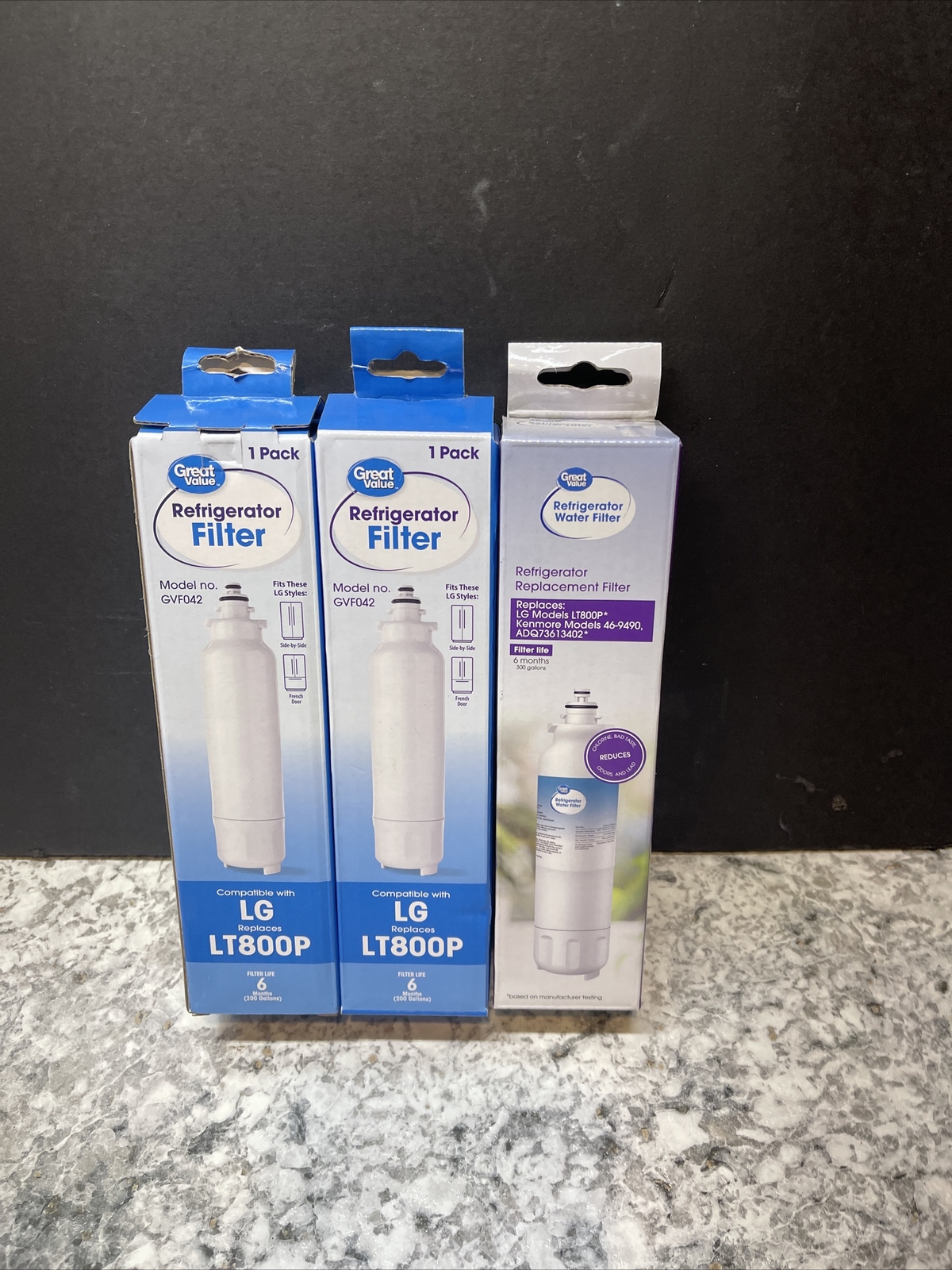 LG Mod LT800P Water Filter 6 months 200 Gallon TWO (3) Great Value Replacement