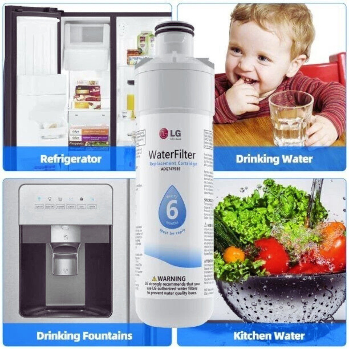 3 Pack For LT1000P ADQ747935 Refresh Refrigerator Ice Water Filter