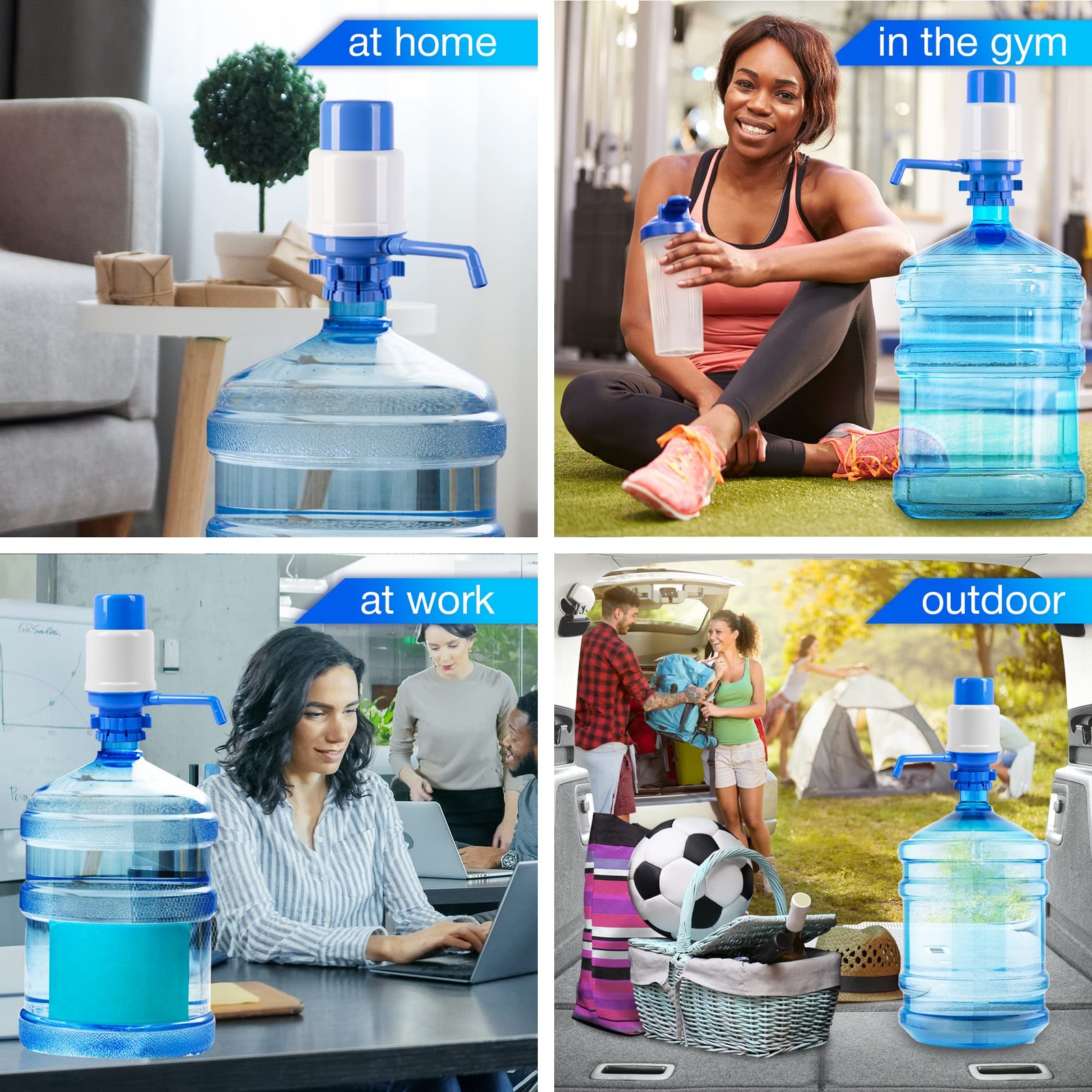 HotFrost Manual Water Pump for 5 Gallon Jug & Bottle – Non-Electric 5 Blue