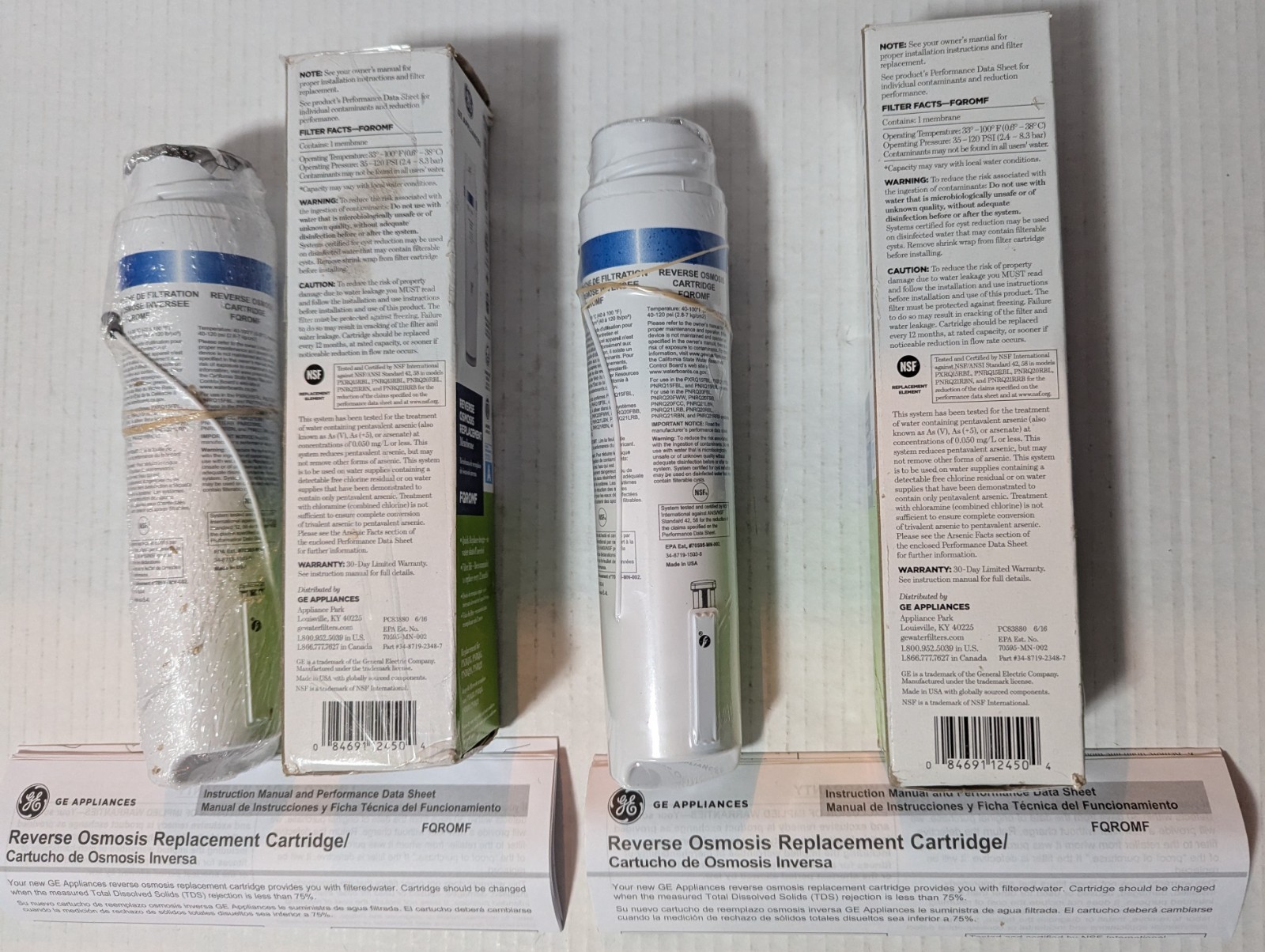 2 GE FQROMF Reverse Osmosis Replacement Membrane Filters