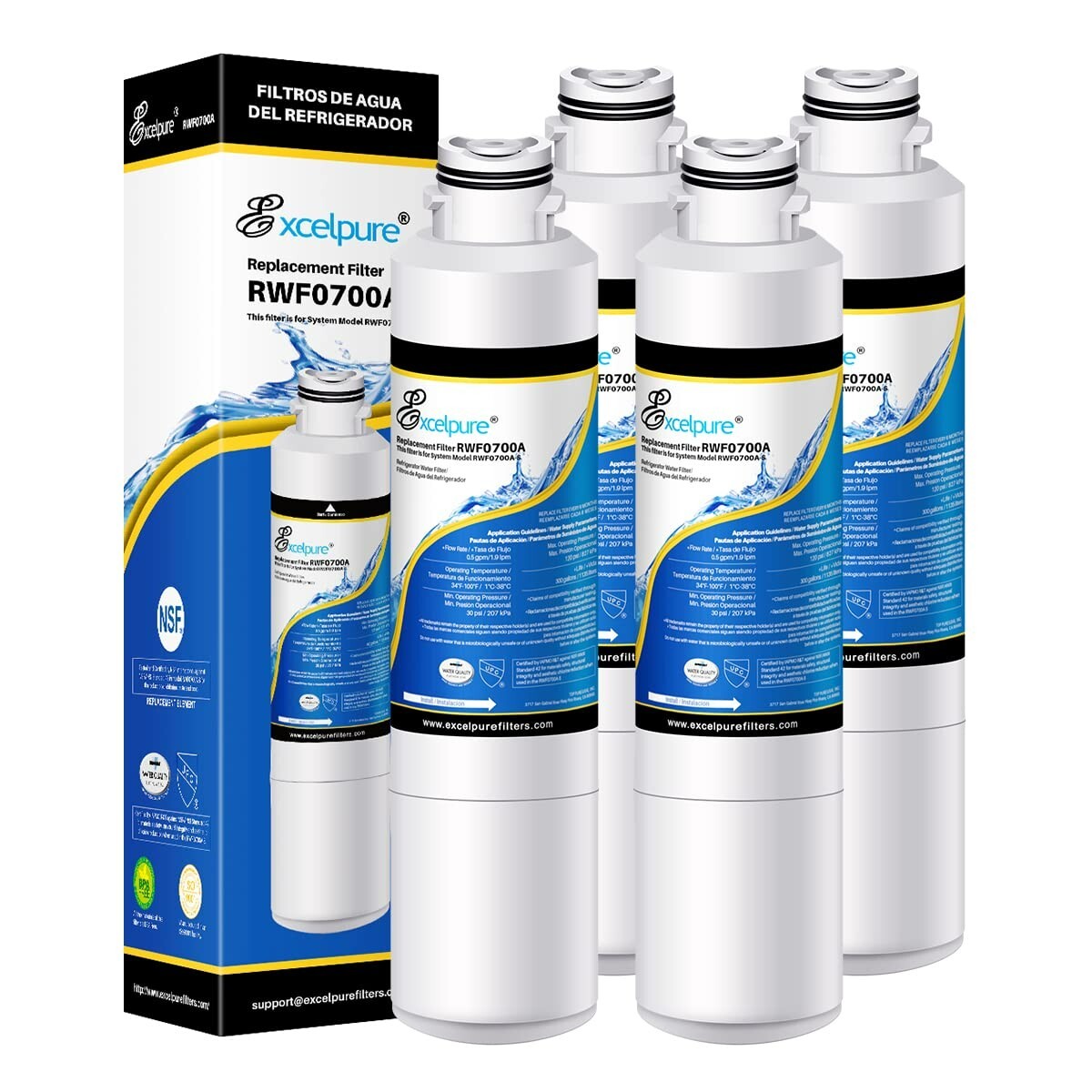 EXCELPURE Fit Samsung DA29-00020B HAF-CIN/EXP Compatible Water Filter 4 PACK
