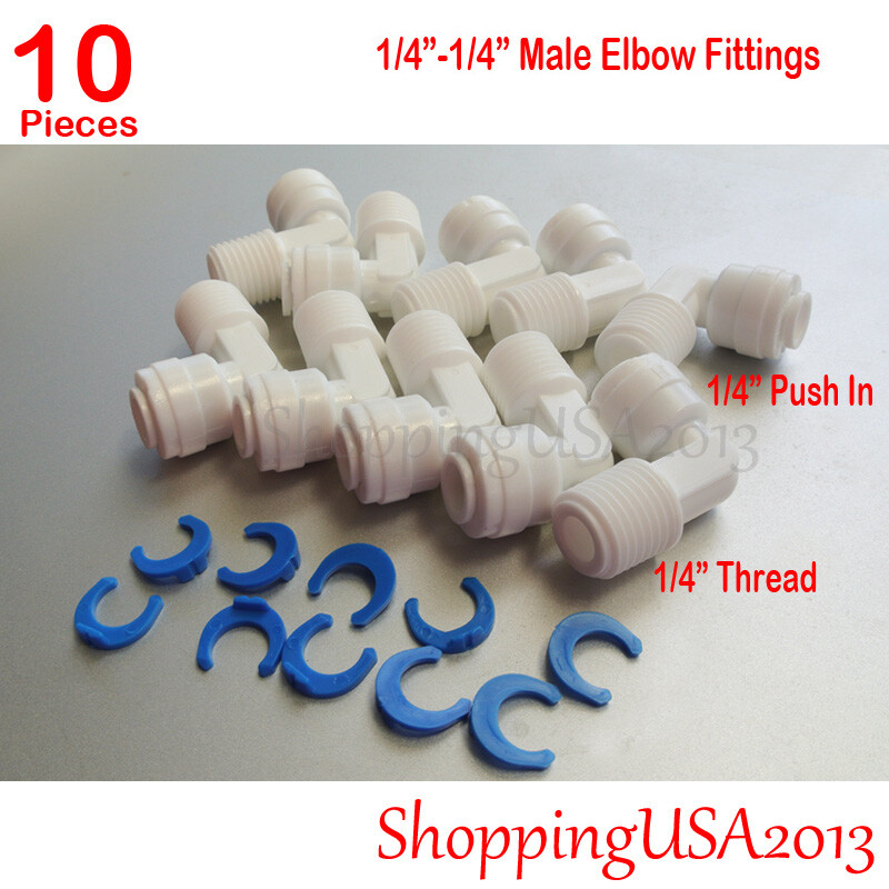 10 Pcs 1/4″-1/4″ Male Elbow Fitting Connector Connection Water Filters/RO system