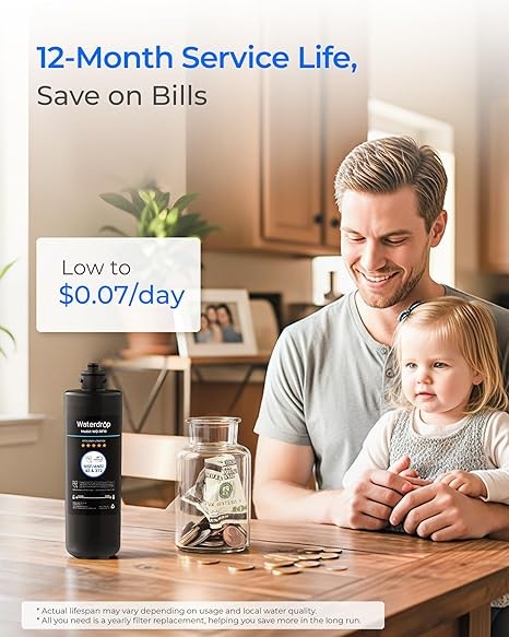 Waterdrop RF10 Replacement for 10UA/10UB Under Sink Water Filter, 2 PACK