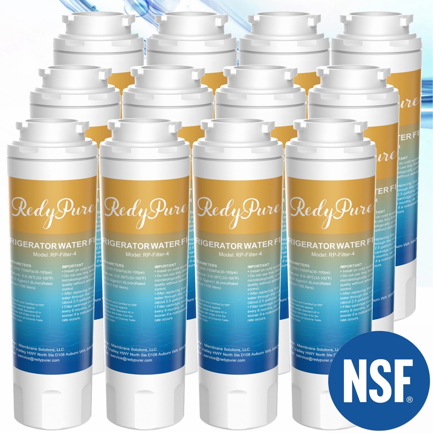 12 Pack Fit for Maytag UKF8001 12589203 Jenn-Air RWFFR Refrigerator Water Filter