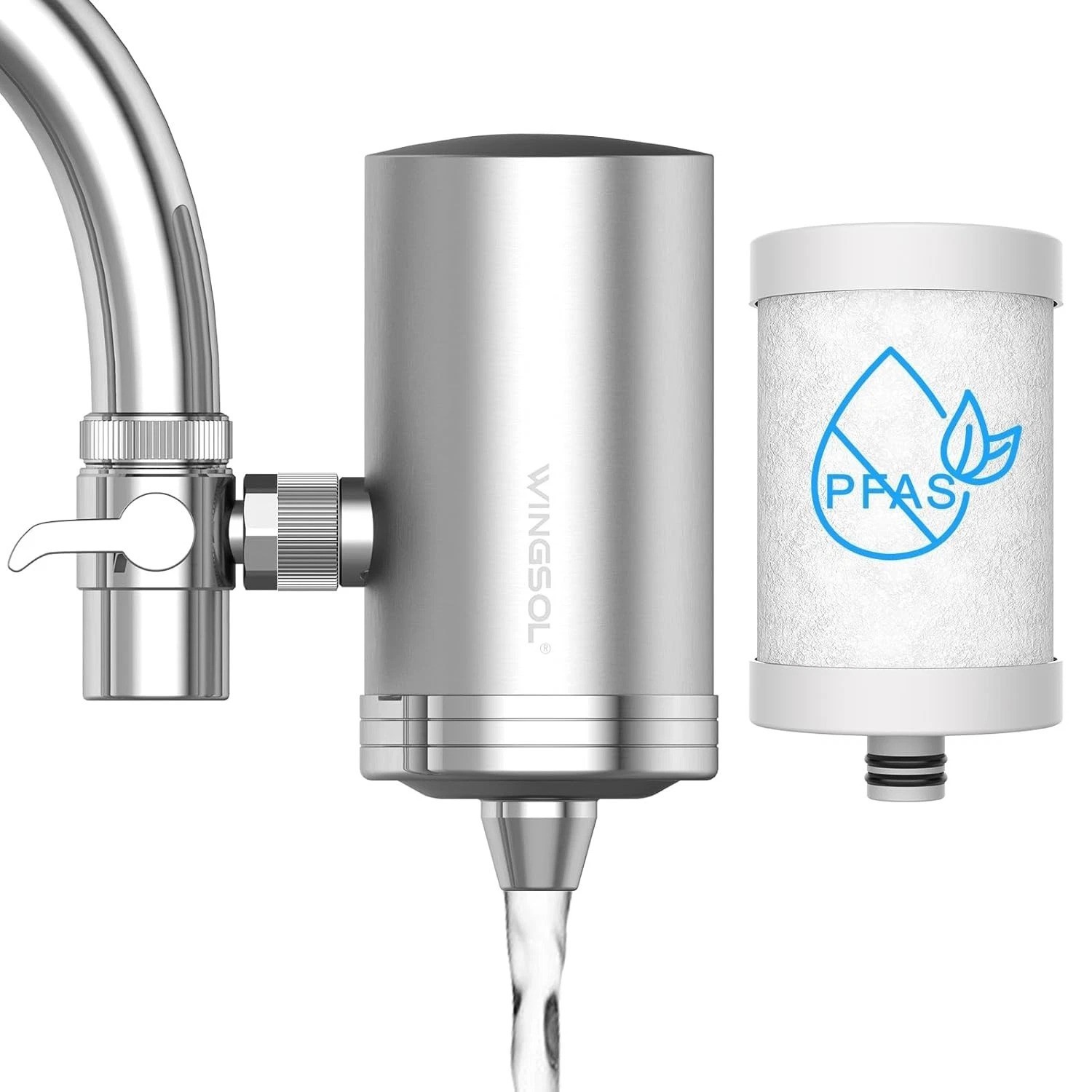Stainless Steel Faucet Water Filter with 360° Rotation