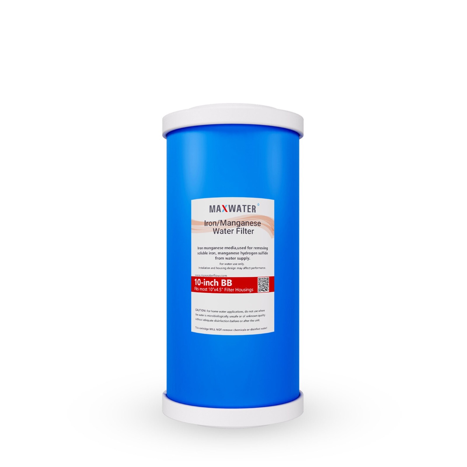 Max Water Whole House Iron Manganese Water Filter for 10″x4.5″ Big Blue systems