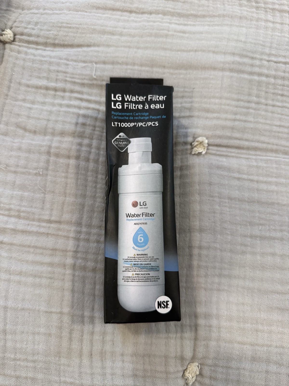 LG LT1000P Refrigerator Water Filter, LT1000PC/PCS, Chlorine, 200 Gal, 1Pk