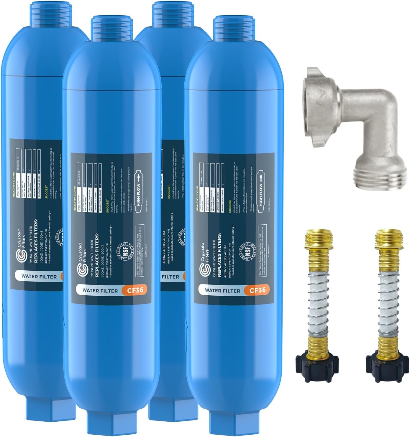 CRYSTALA RV/Camper Water Filter, Inline Filter 4 Count(Pack of 1)