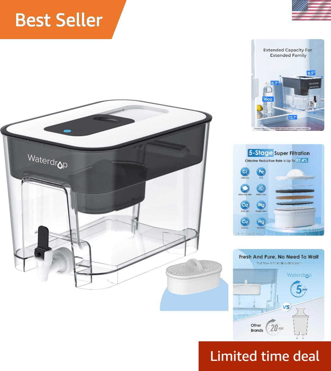 200-Gallon Freestanding Water Filter with Smart Replacement Reminder