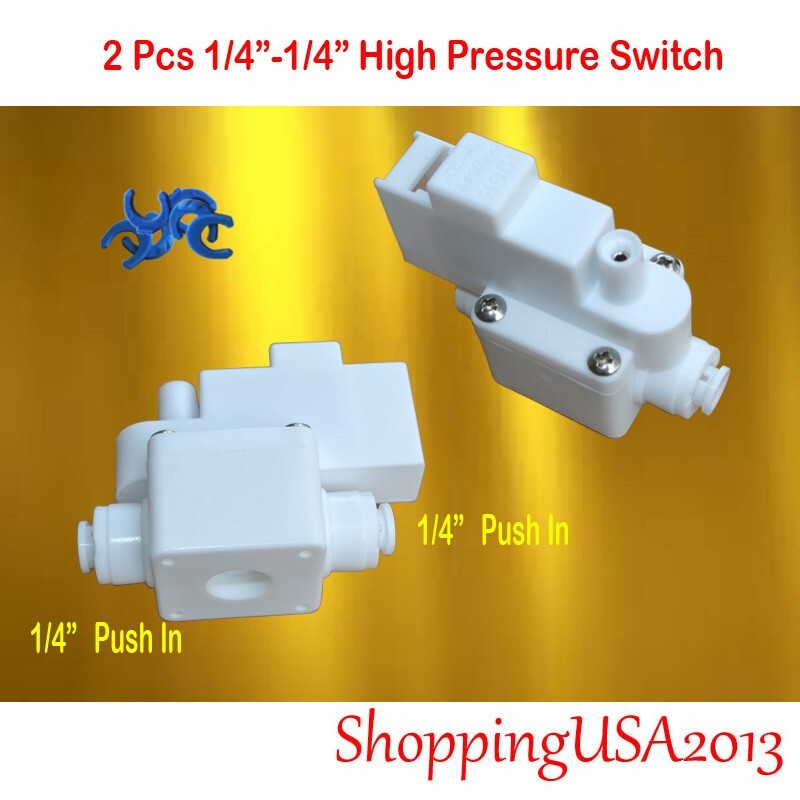 2 Pcs 1/4″-1/4″ High Pressure Switch Push In Quick Connect RO Under-sink Pure