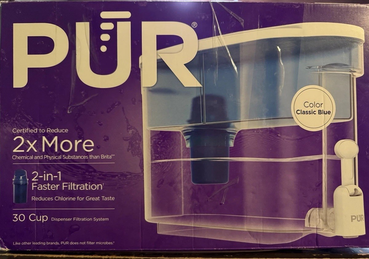 PUR Classic 30-Cup Water Dispenser Filtration System Blue/White BPA-Free