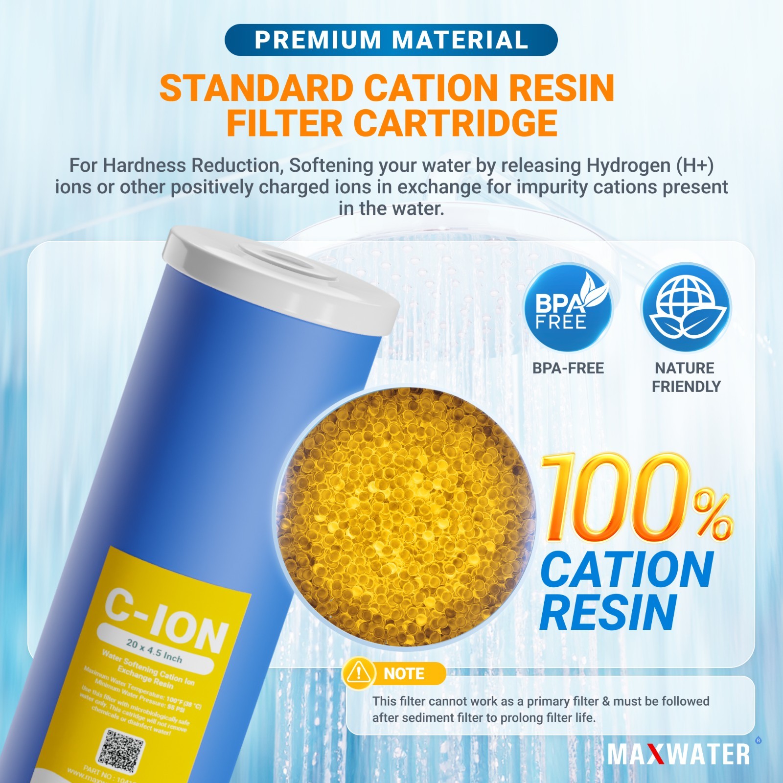 BigBlue 20″x4.5 Cation Resin Softening Water Hardness Reduction Filter cartridge