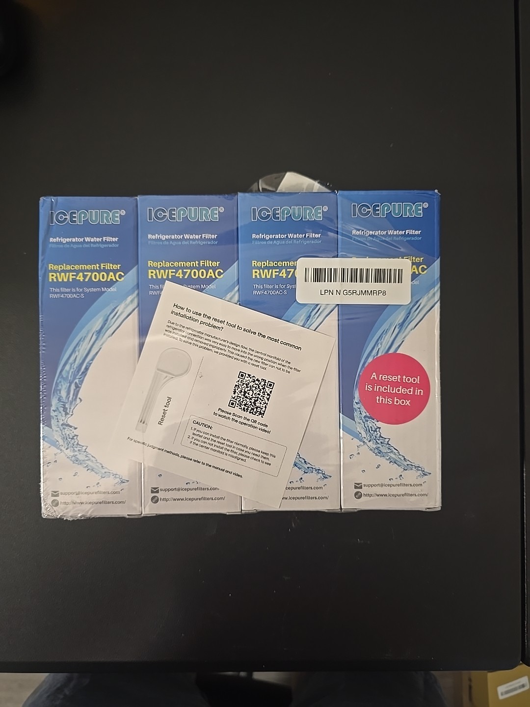 4pack ICEPURE RWF4700AC Replacement for LG LT1000P MDJ64844601 ADQ74793501