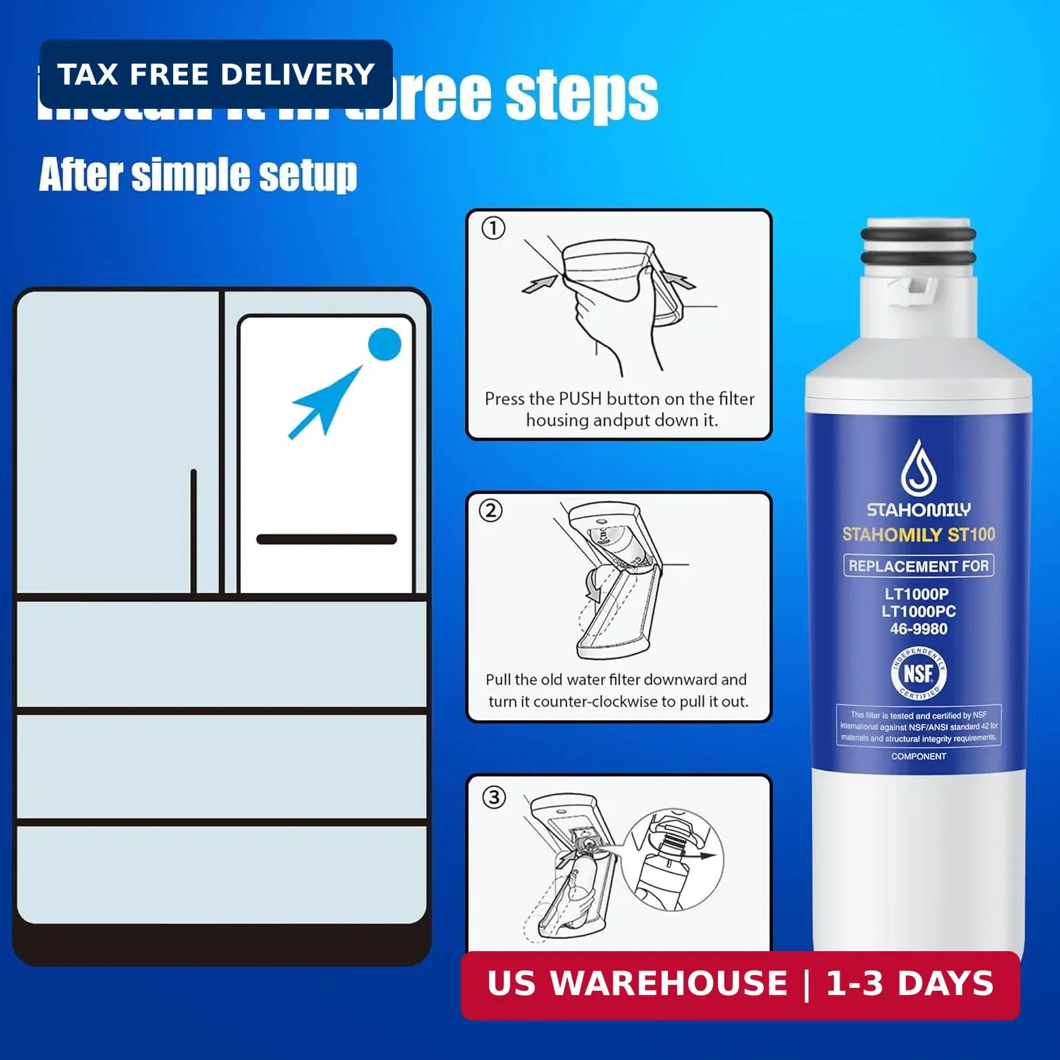 ADQ747935 Water Filter Replacement for LG Water Filter LT1000P/PC/PCS, AGF803007