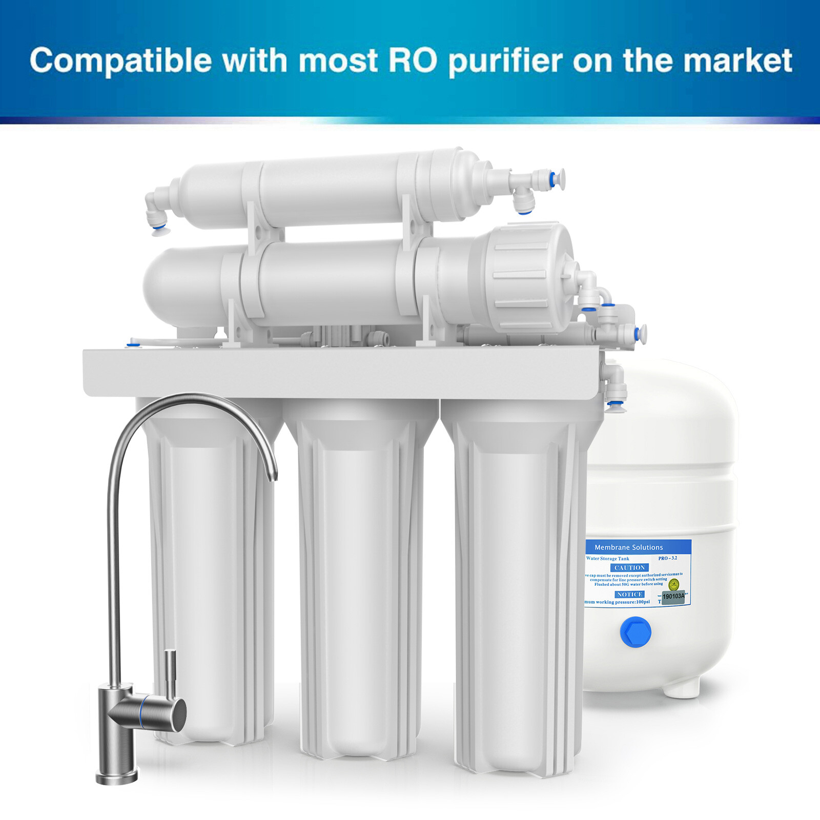 3 Pack 50/75/100/150 GPD RO Membrane Reverse Osmosis Water Filter 1812 Cartridge